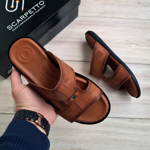 Premium Leather Men's Sandal in Brown - Picture 2 of 6